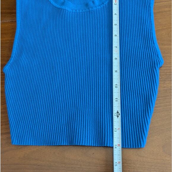 Aritzia Babaton Blue Sculpt Knit Rib Cropped Tank Top, Size XS - Picture 5 of 6